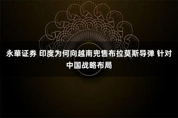 永華证券 印度为何向越南兜售布拉莫斯导弹 针对中国战略布局
